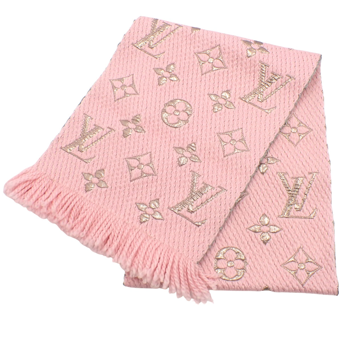 Monogram Echarpe Logomania Shine Wool Silk Polyester Rose Ballerine M70466