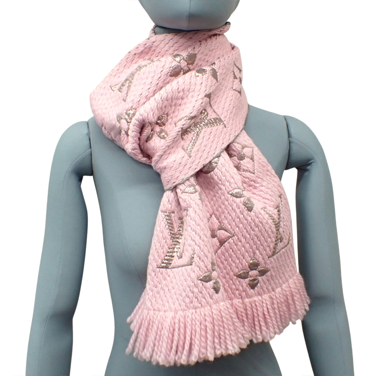 Monogram Echarpe Logomania Shine Wool Silk Polyester Rose Ballerine M70466