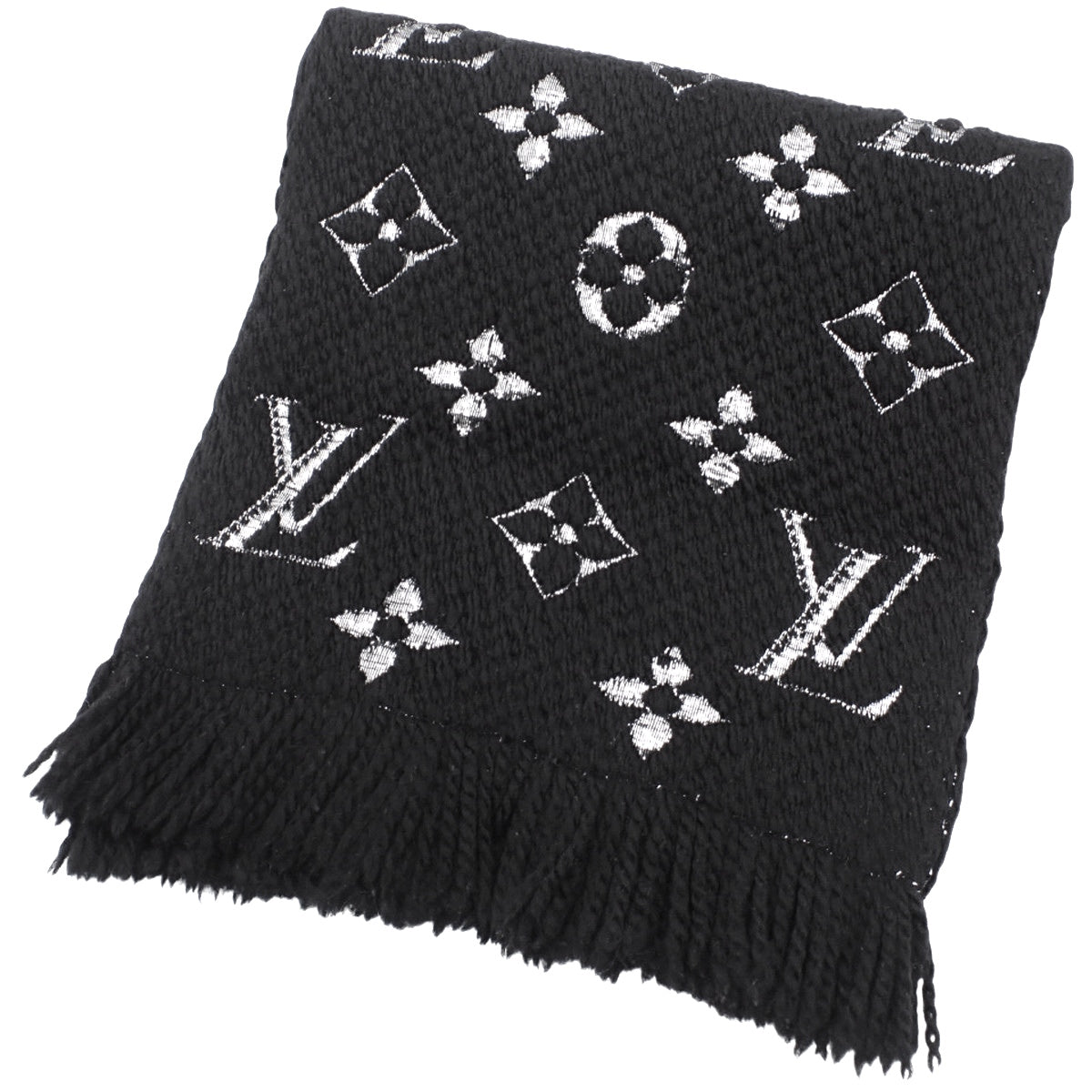 Monogram Echarpe Logomania Shine Wool Silk Polyester Noir M75833