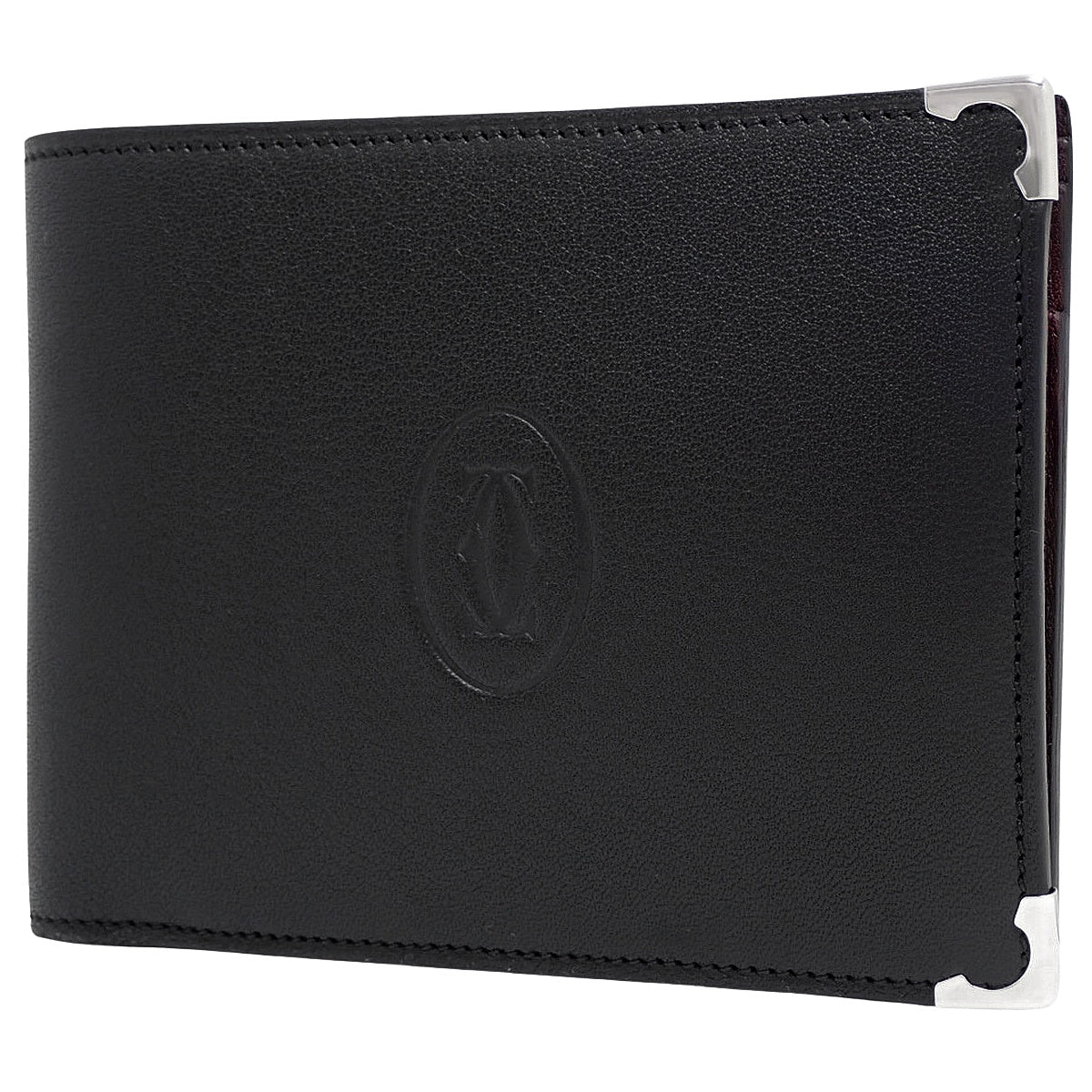 Cabochon Bi-fold Wallet in Black and Bordeaux Calfskin (L3000595)
