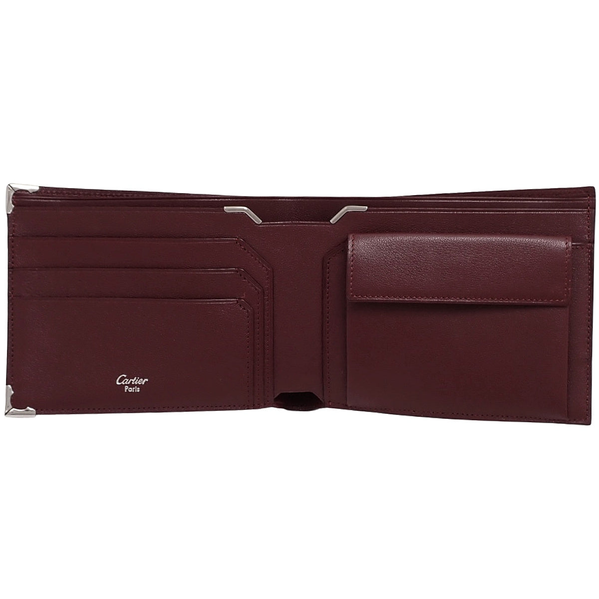 黑色和波尔多红小牛皮凸面双折钱包 (L3000595)