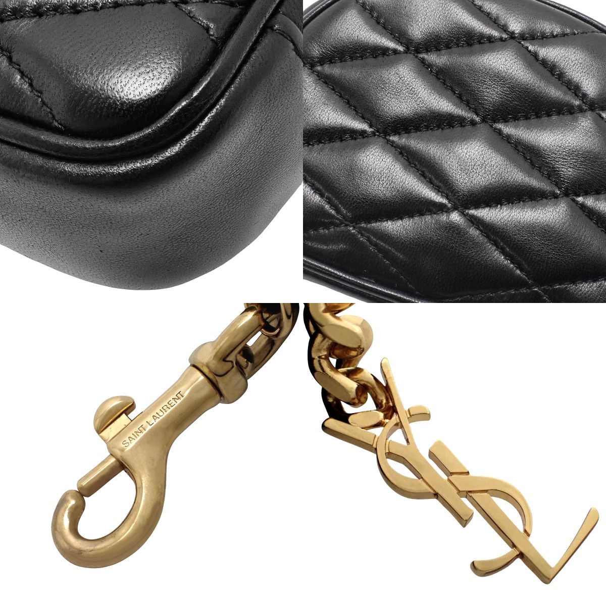 カサンドラロゴ ミニポーチ キルティングレザー ブラック 669934