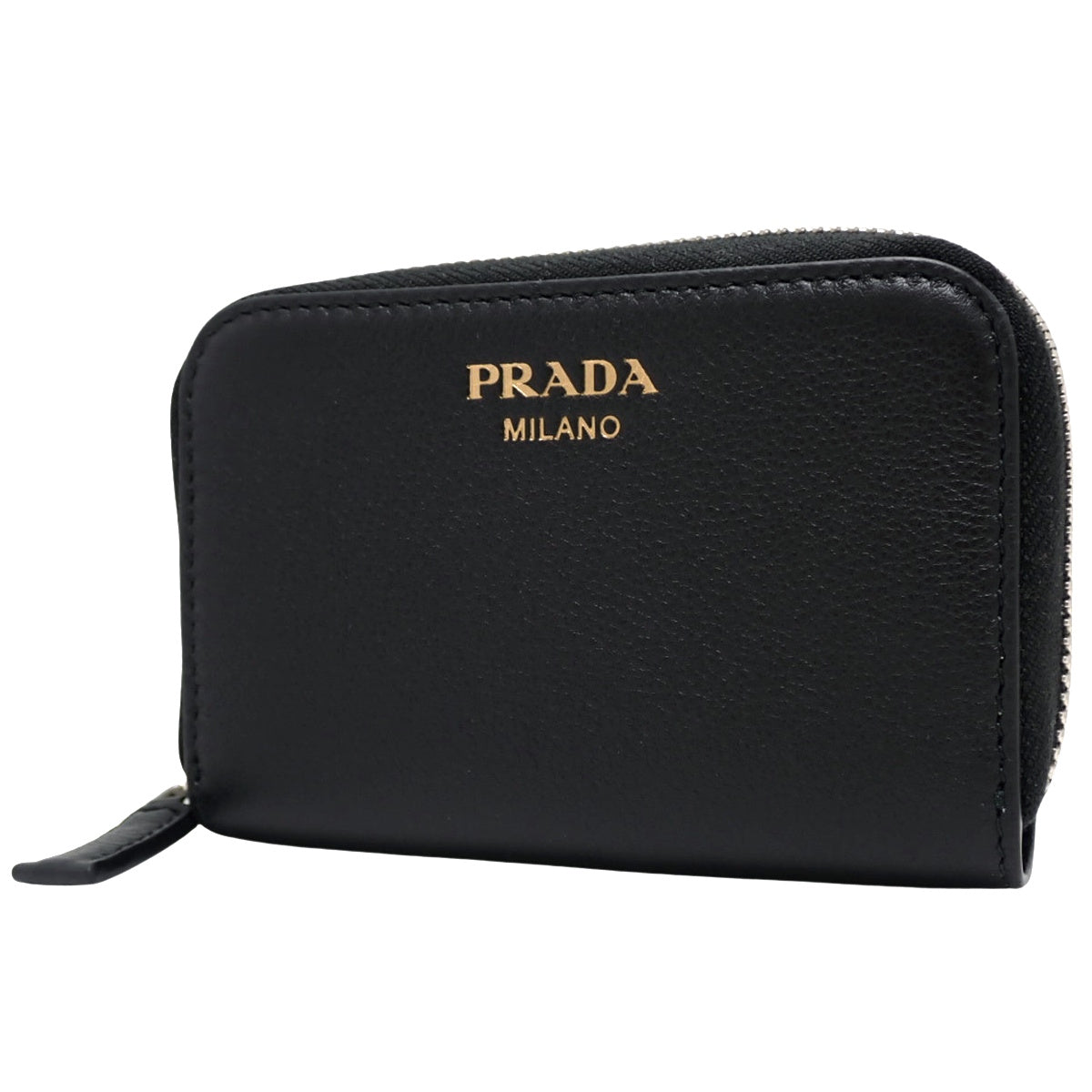 Logo coin purse in soft grain leather, NERO 2MM003