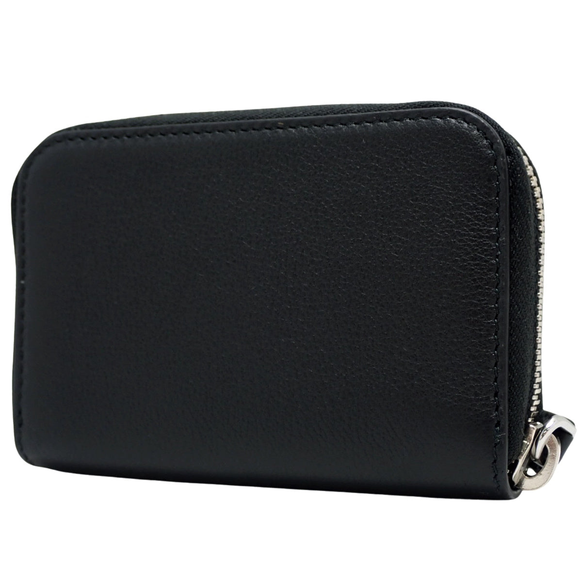 Logo coin purse in soft grain leather, NERO 2MM003