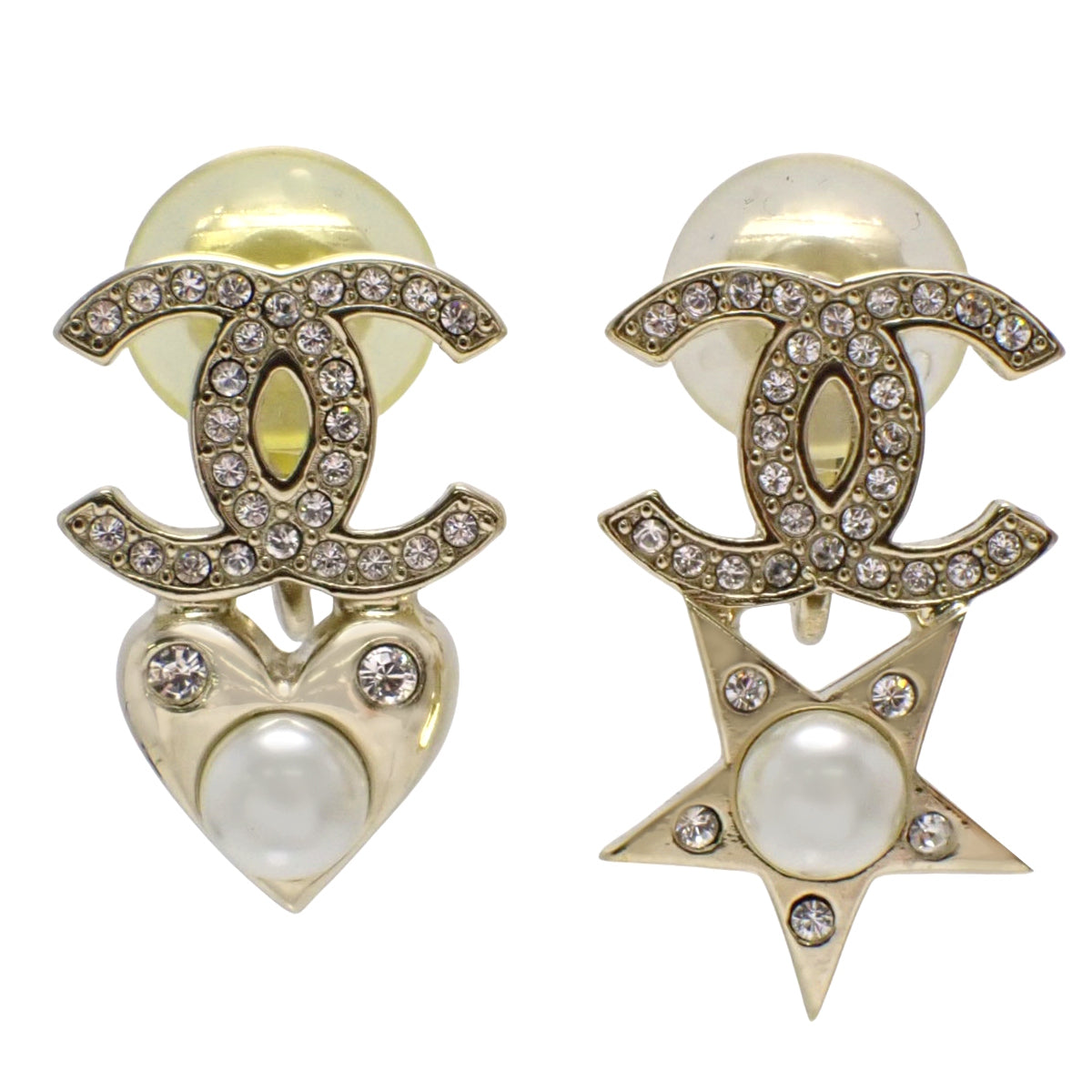 Coco Mark Heart Star Earrings Metal (GP)