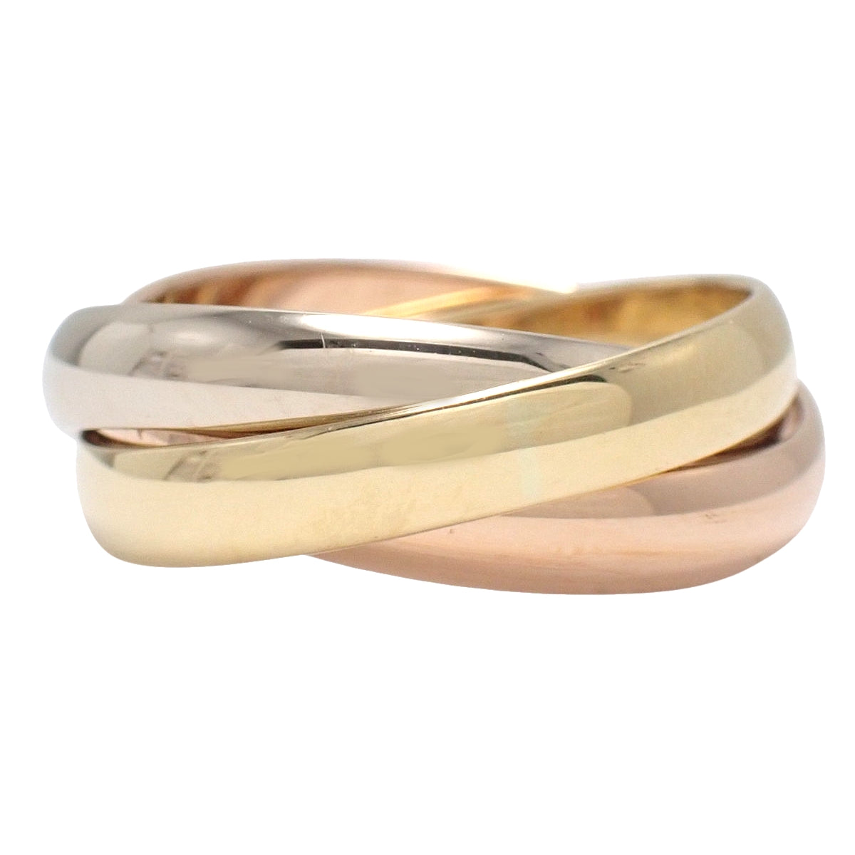 les must de Cartier Trinity Ring, 18K Yellow Gold/Pink/White Gold, 7.7g