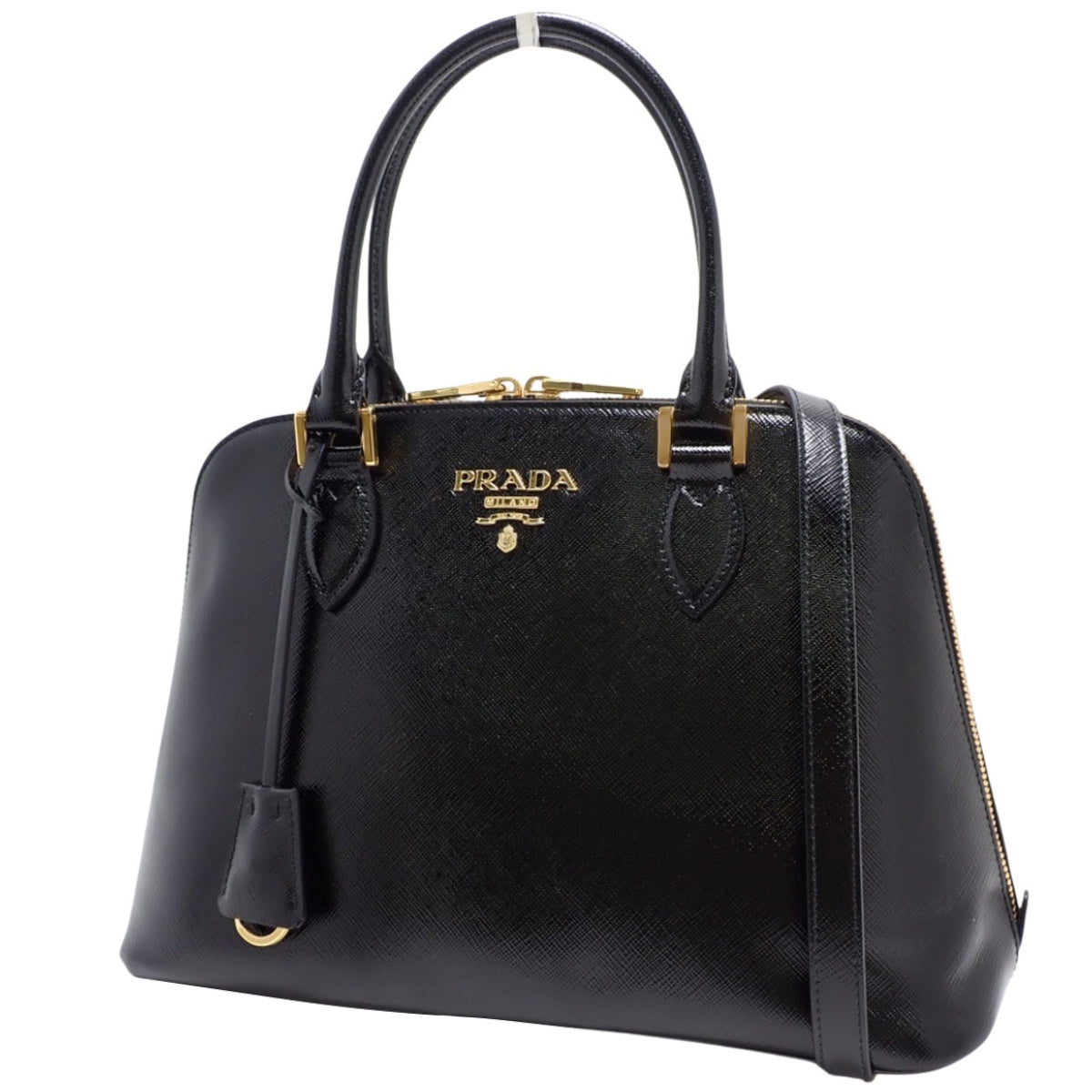 Logo 2-Way Bag 漆皮/珐琅黑色 1BA002