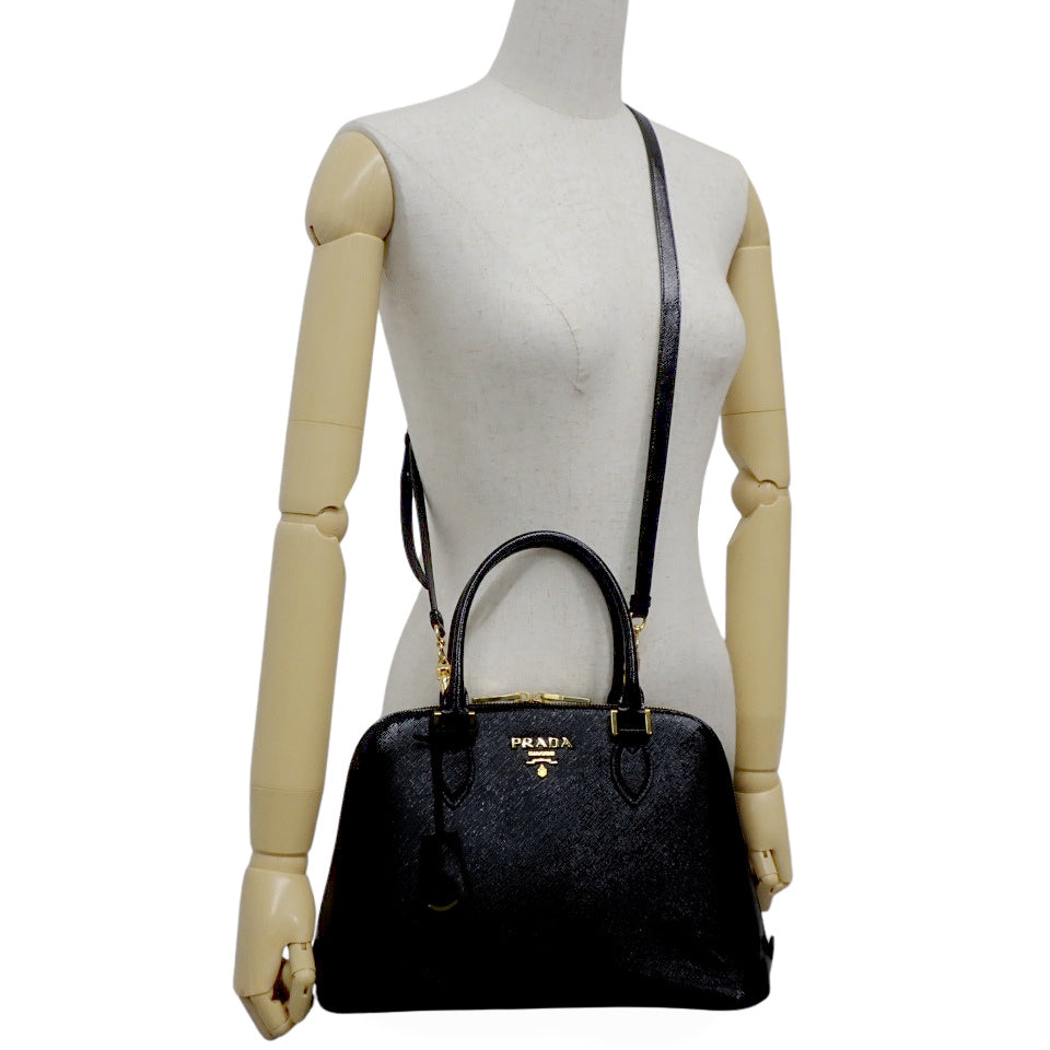 Logo 2-Way Bag 漆皮/珐琅黑色 1BA002