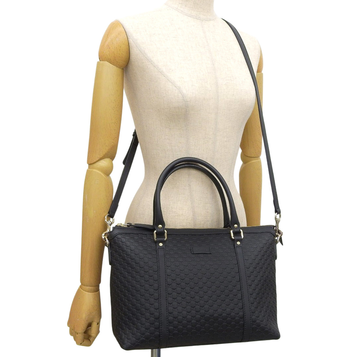 マイクログッチシマ 2WAY ハンドバッグ マイクログッチシマレザー ブラック 449656