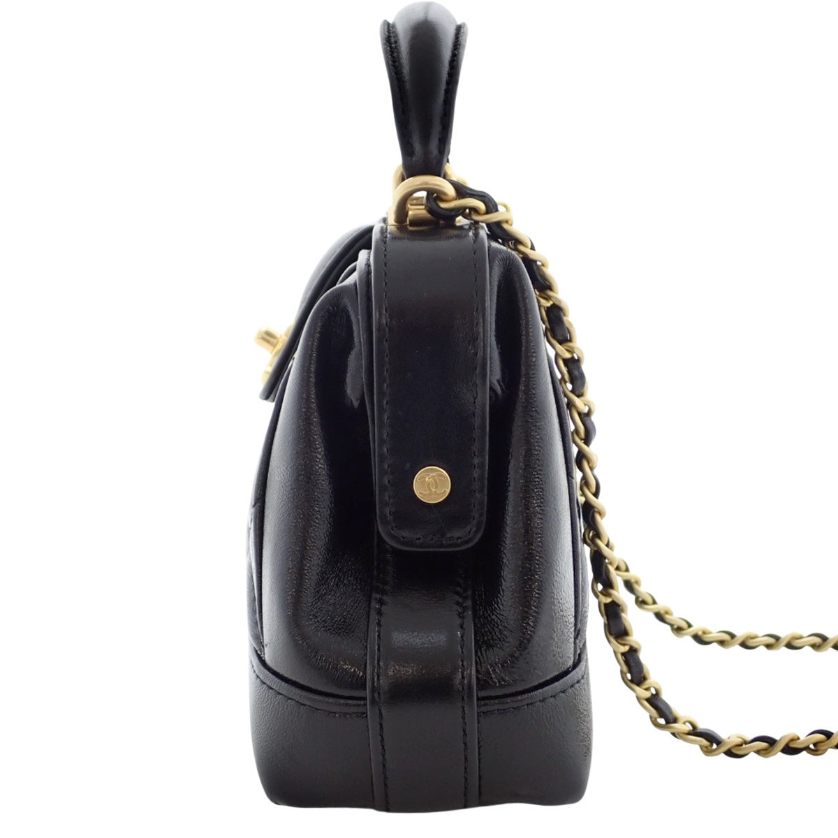 Matelasse Coco Mark Top Handle Mini Bag in Vintage Lambskin Black