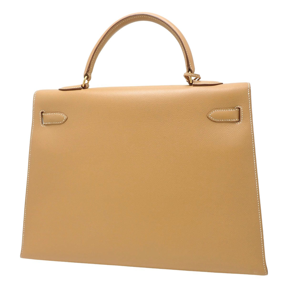 Kelly 35 (Outside Stitching) Cushvel Natural Gold Hardware ○X Stamp