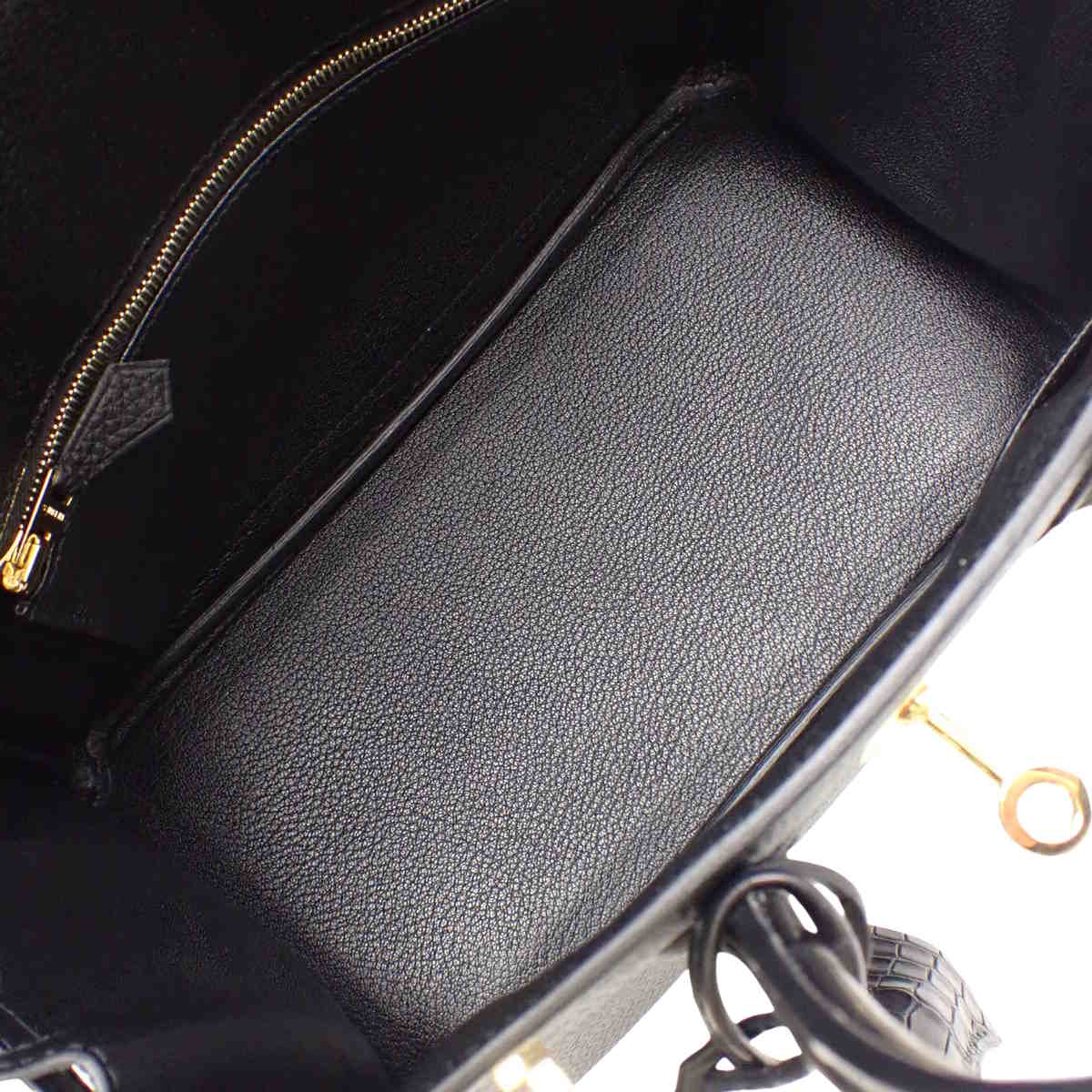 Birkin 25 Touch Togo 鳄鱼皮哑光黑色金配件 Y 字印记