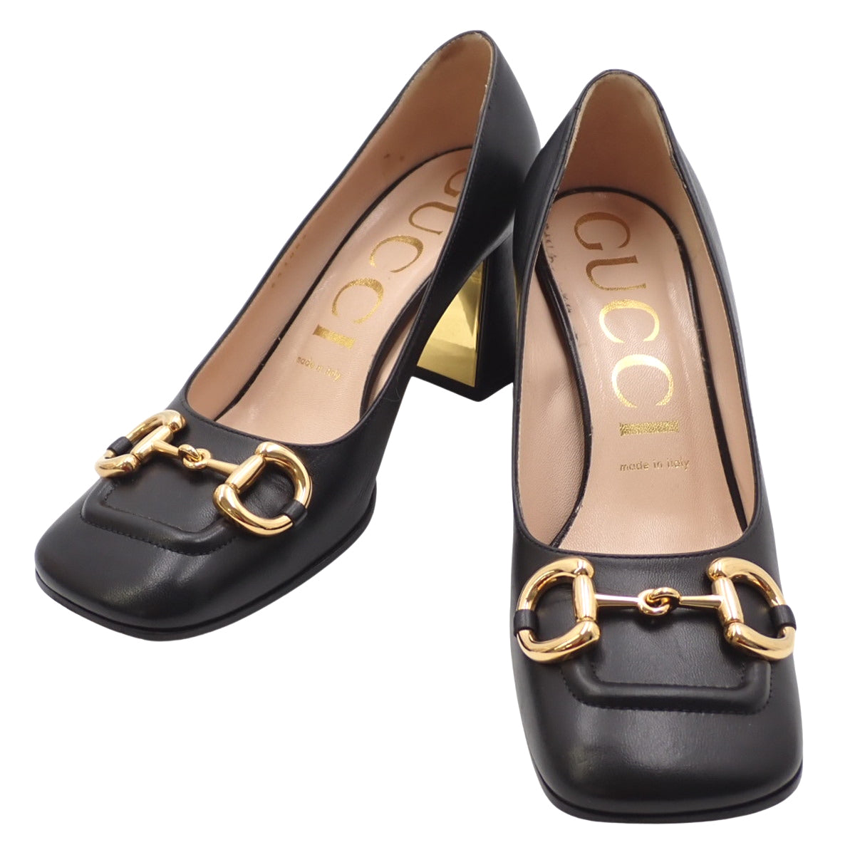 马衔扣方头高跟鞋,38码