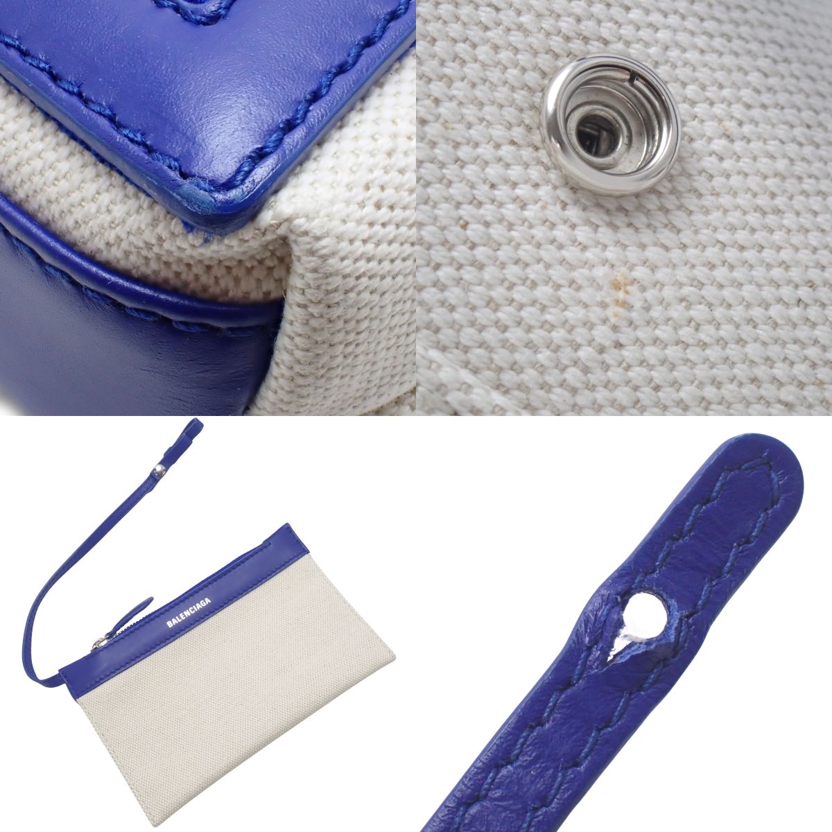 ネイビーカバ XS カーフ キャンバス オフホワイト ブルー 390346