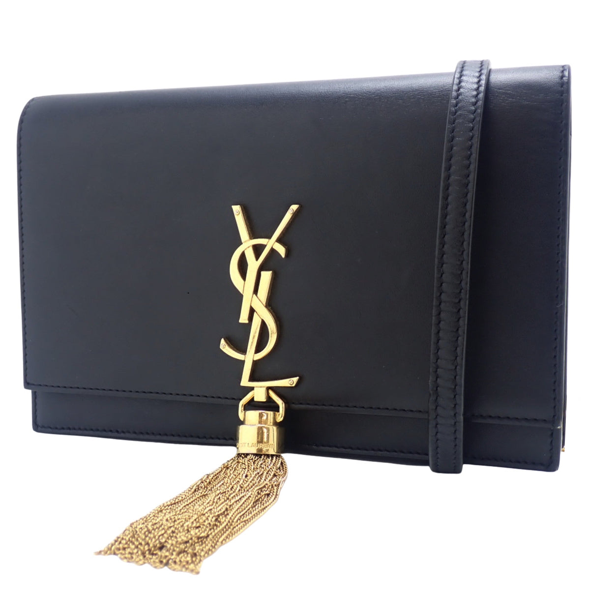 ケイト タッセル付き チェーンウォレット レザー ブラック 452159 肩掛け 斜め掛け クラッチバッグ