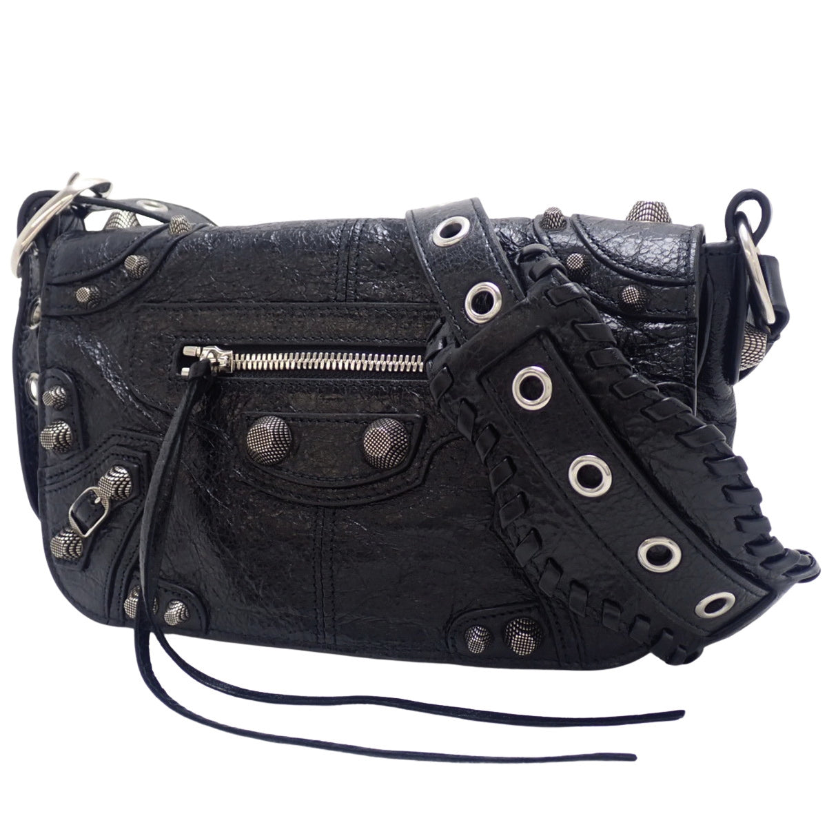 Le Cagole ルカゴール フラップバッグ XS アリーナラムスキン ブラック