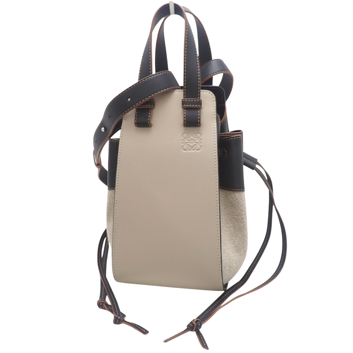 ハンモック ドローストリング スモール カーフ リネン ベージュ ブラック A538Z95X09