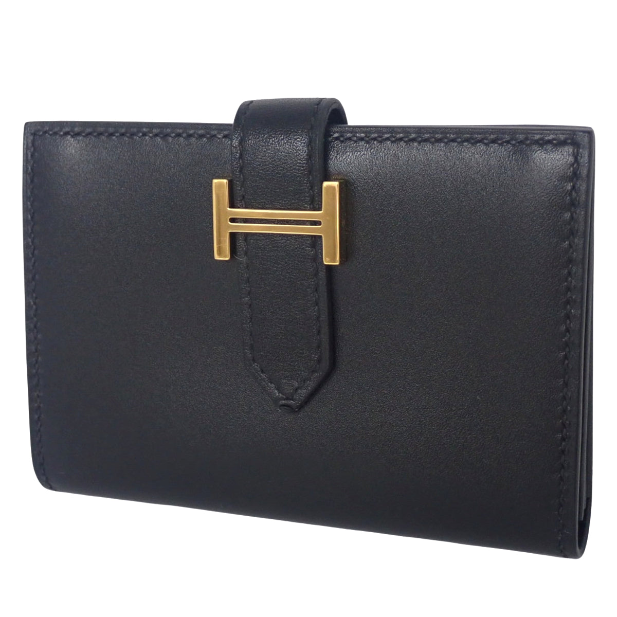 Bearn Card Holder, Tadelakt Black with Gold Hardware, U stamp