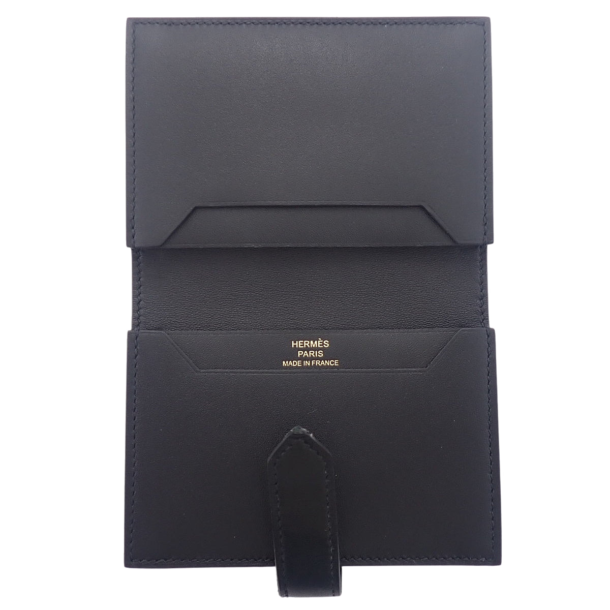 Bearn Card Holder, Tadelakt Black with Gold Hardware, U stamp