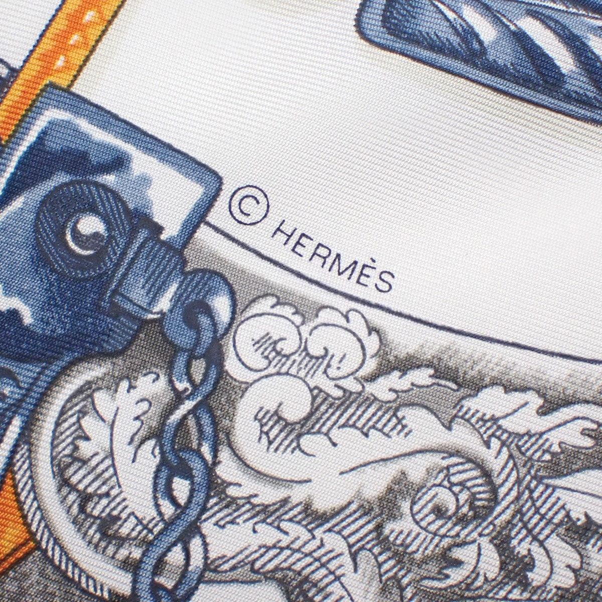 CAVAL CADES 騎馬行進 カレ90 シルク ブラン ブルージーン ヴェール