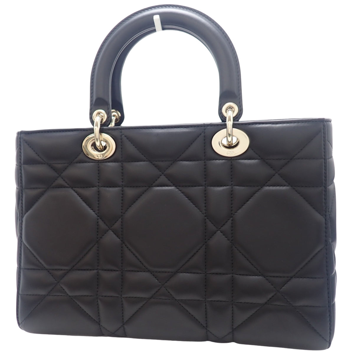 Cannage Lady D-Sire Large Bag in Lambskin and Maxi Cannage Calfskin in Black (M1152OHOW_M900)