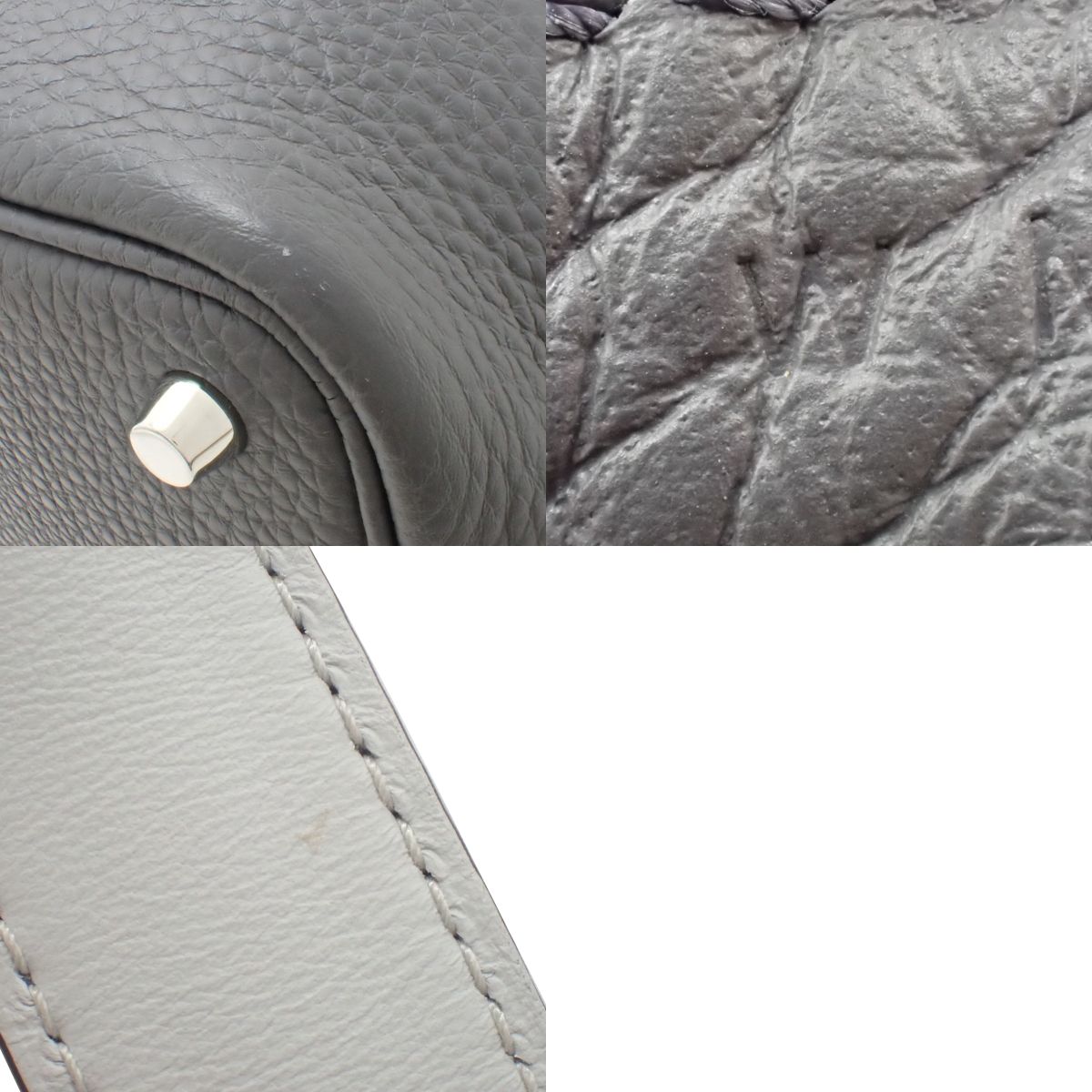 Picotin Lock Eclat PM, Taurillon Clemence Aldoise, Gris Platinum, Silver Hardware, Double Stamp