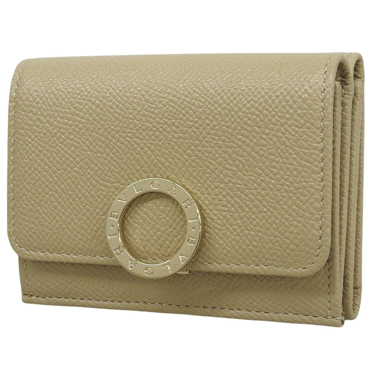 Bvlgari Bvlgari Tri-fold Wallet Leather Beige 289064