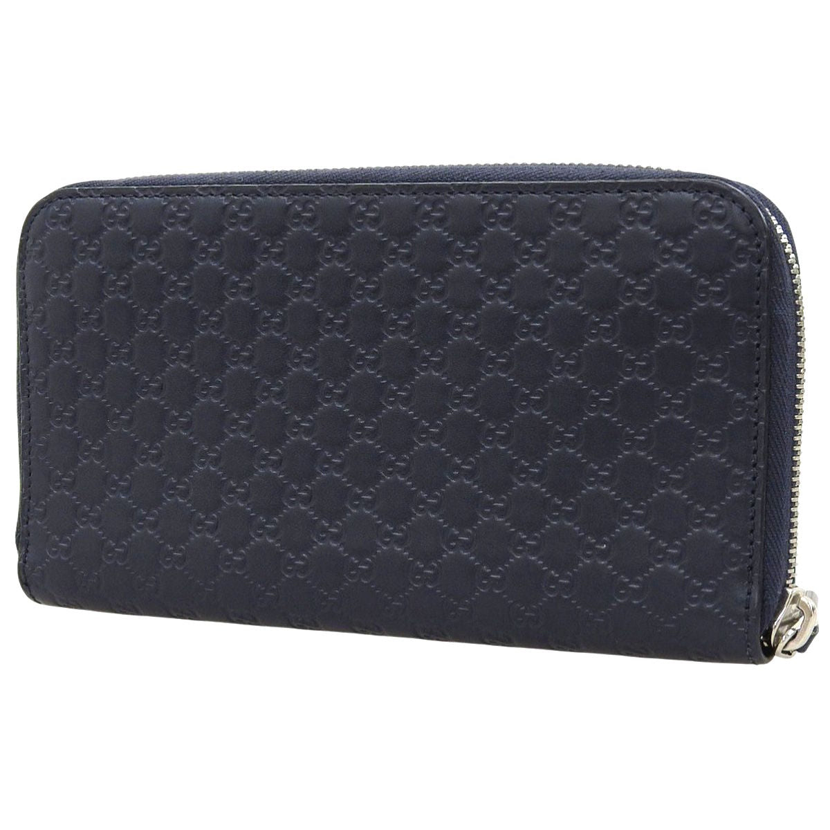 Microguccissima Round Zipper Long Wallet Microgucci Leather Navy 544473