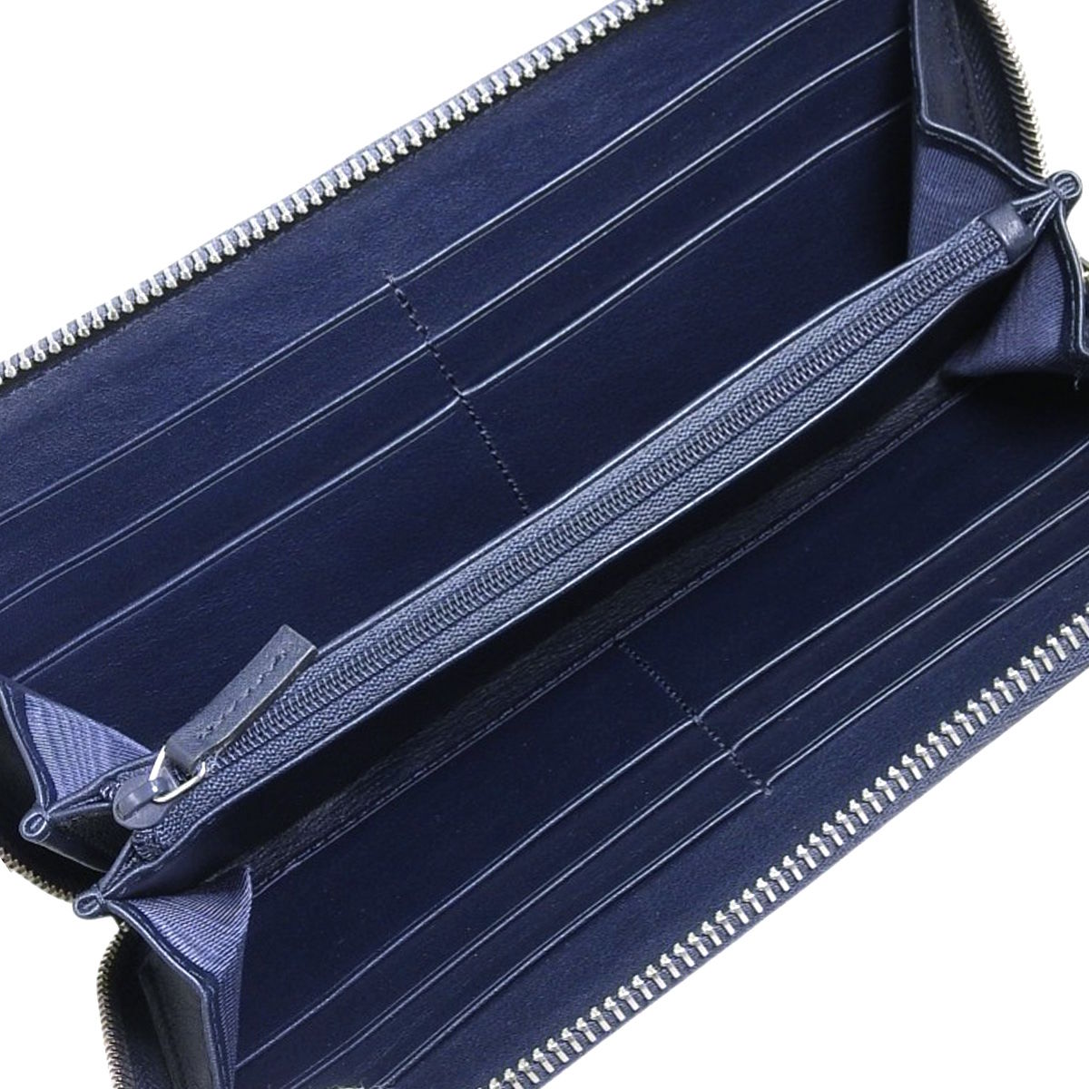 マイクログッチシマ ラウンドファスナー 長財布 マイクログッチレザー ネイビー 544473