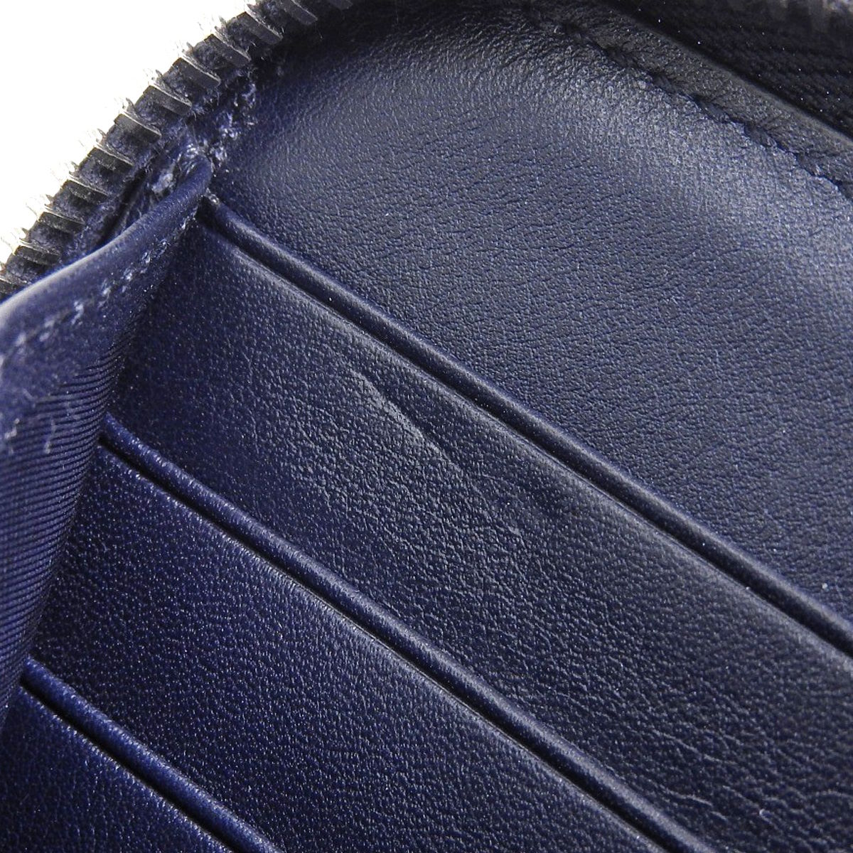 マイクログッチシマ ラウンドファスナー 長財布 マイクログッチレザー ネイビー 544473