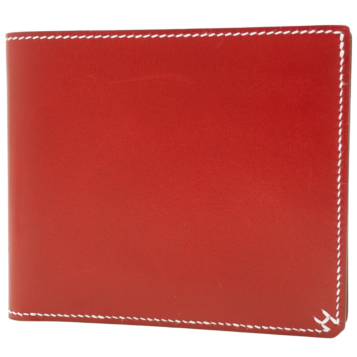 Hセリエ コンパクト ボックスカーフ ルージュピマン W刻印