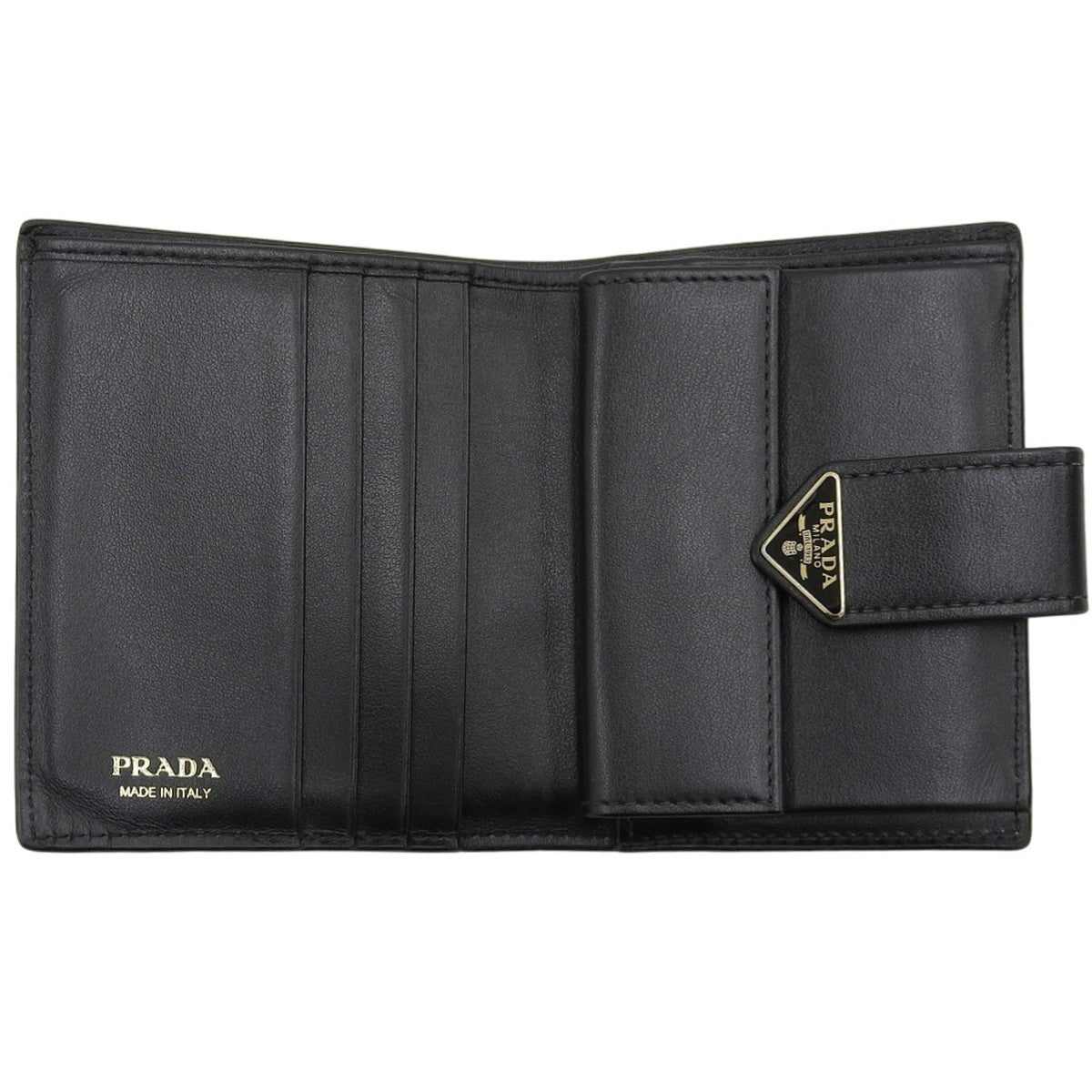 Triangle Logo Bifold Wallet Leather Black 1MV204 2DYG