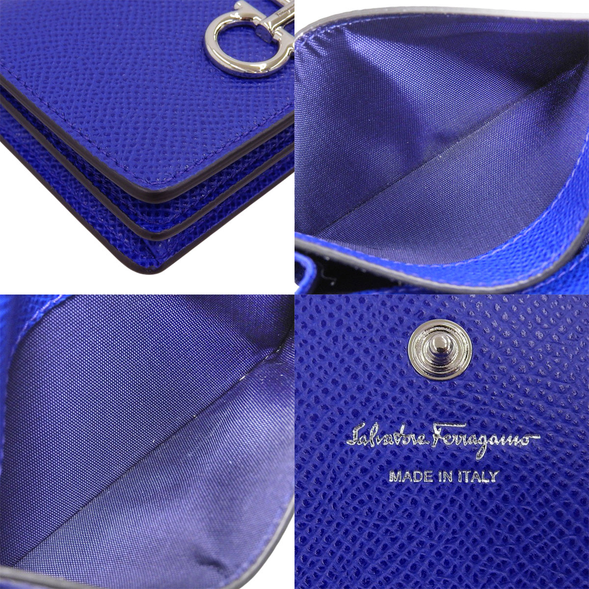 Gancini Business Card Holder, Leather, Blue, 22-0371