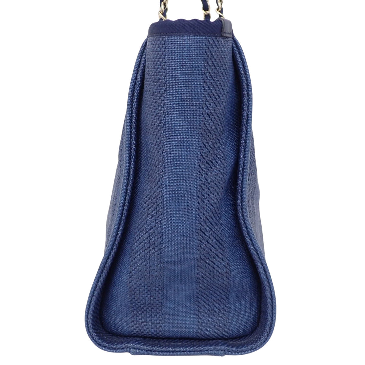 Deauville Chain Tote MM Canvas Leather Navy