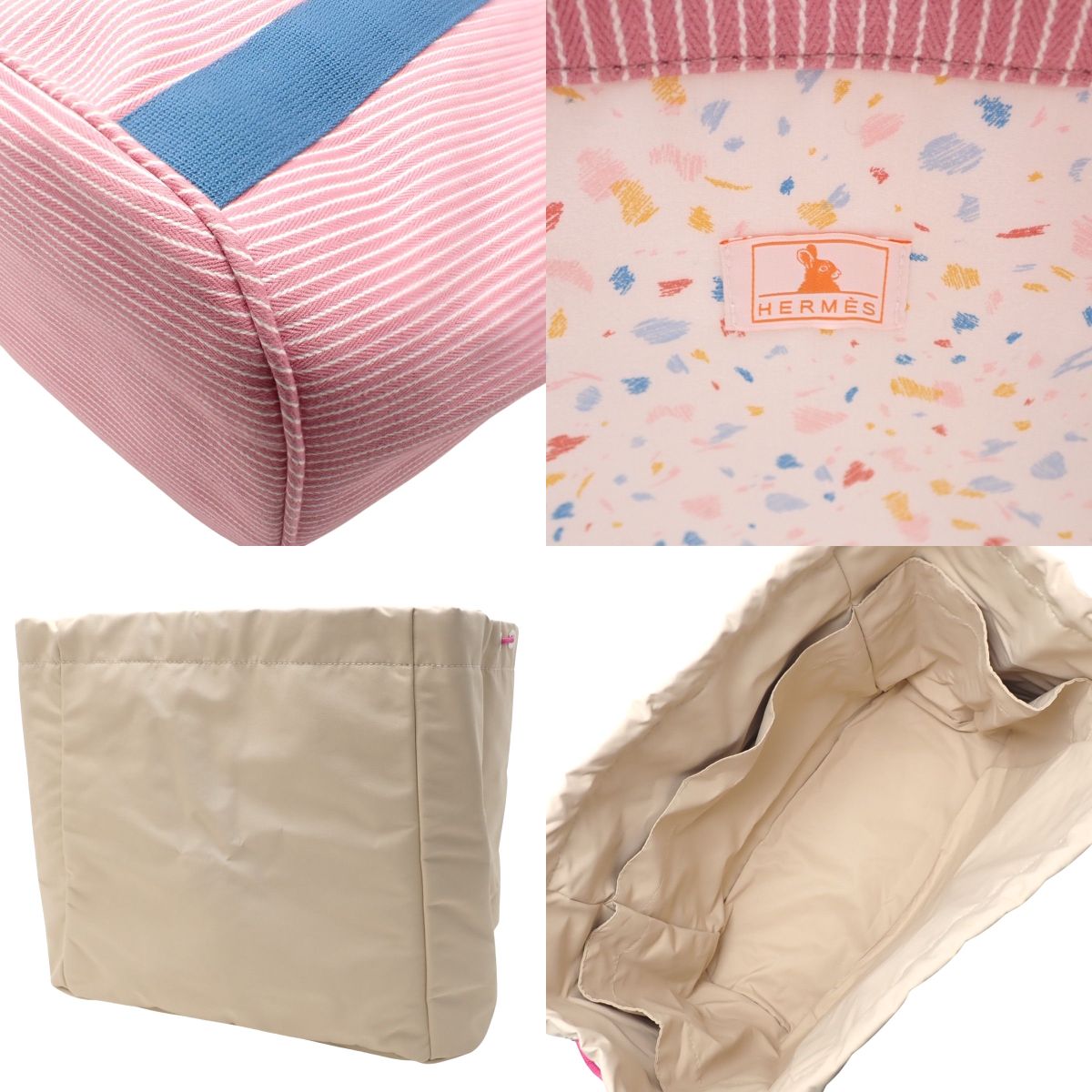 パスパス マザーズバッグ コットン ピンク ブルー シルバー金具