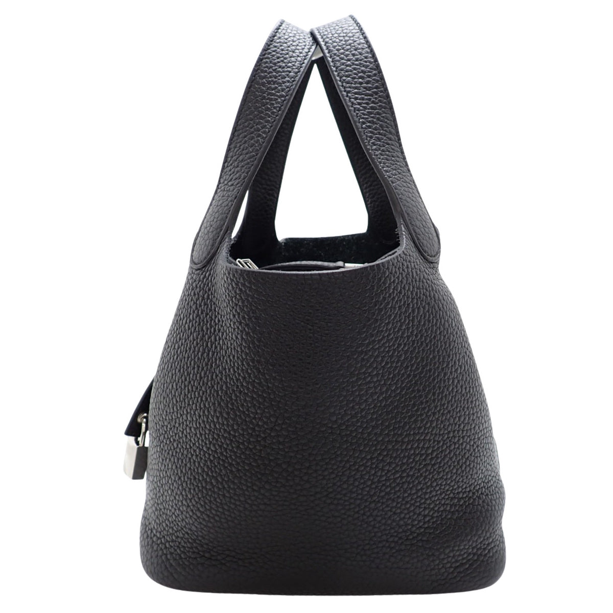 Picotin Lock PM Taurillon Clemence Black Silver Hardware Y Stamp