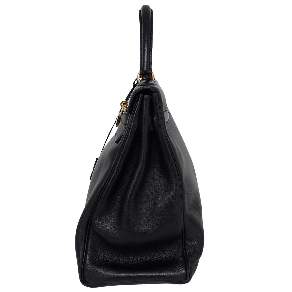 Kelly 32(内侧缝线)沃克斯豪尔 Gulliver 黑色,配金色五金件和 A 字印章