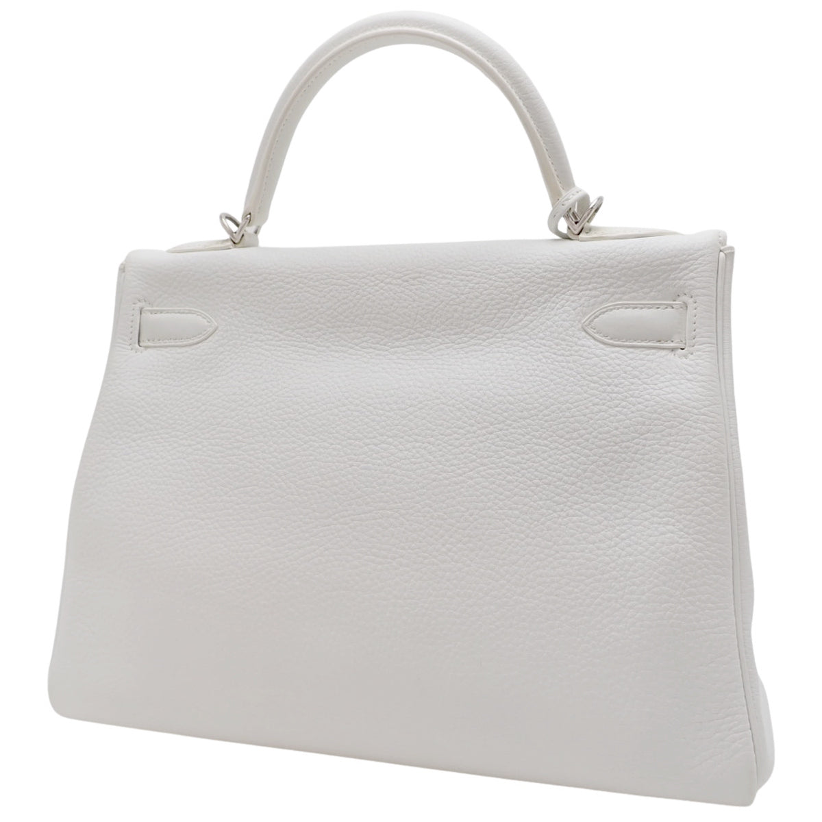 Hermès Kelly 32 (Sellier) Taurillon Clemence Palladium Hardware White Silver Hardware □O stamp