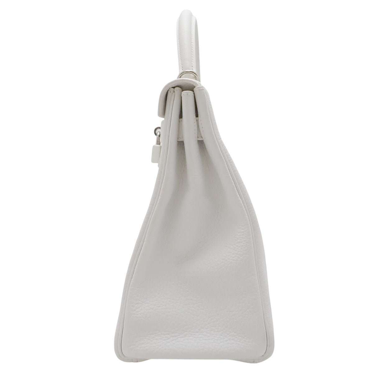 Hermès Kelly 32 (Sellier) Taurillon Clemence Palladium Hardware White Silver Hardware □O stamp