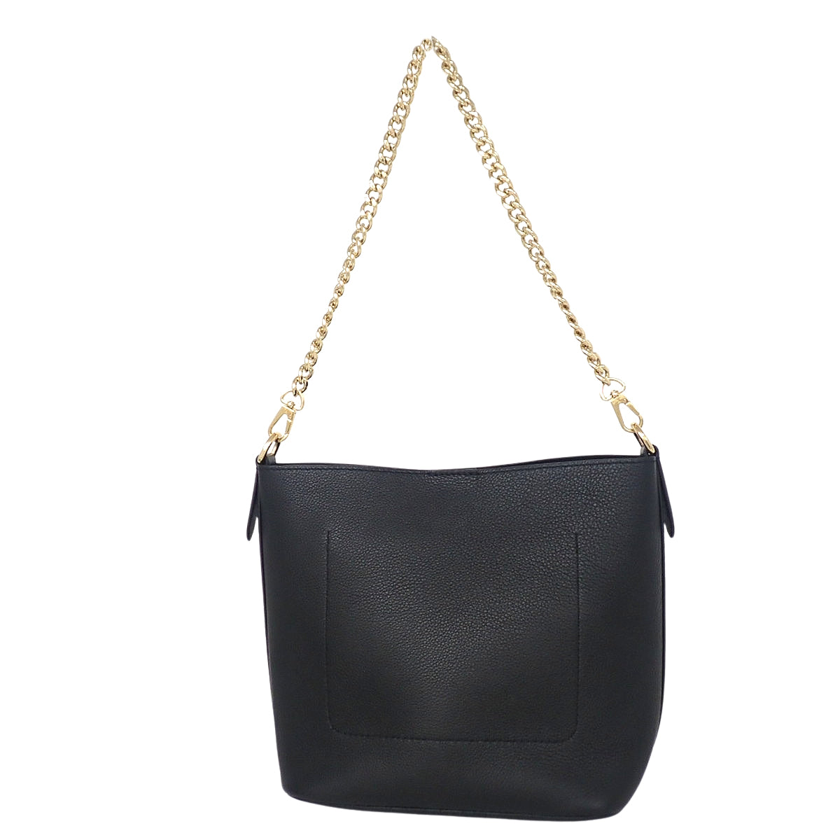 Rock & Walk Grained Calf Leather Black M24006 2-Way Shoulder Bag with Chain
