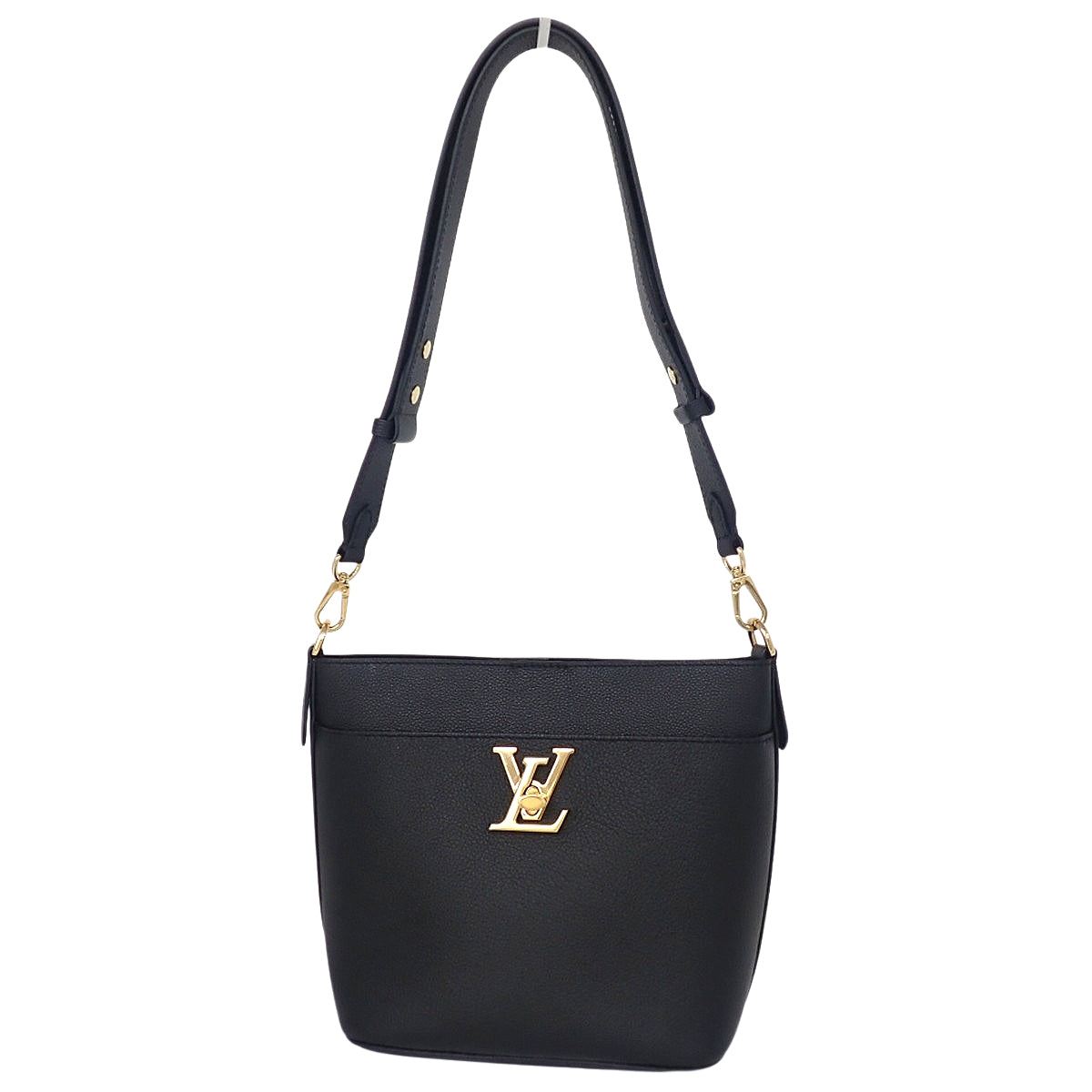 Rock & Walk Grained Calf Leather Black M24006 2-Way Shoulder Bag with Chain