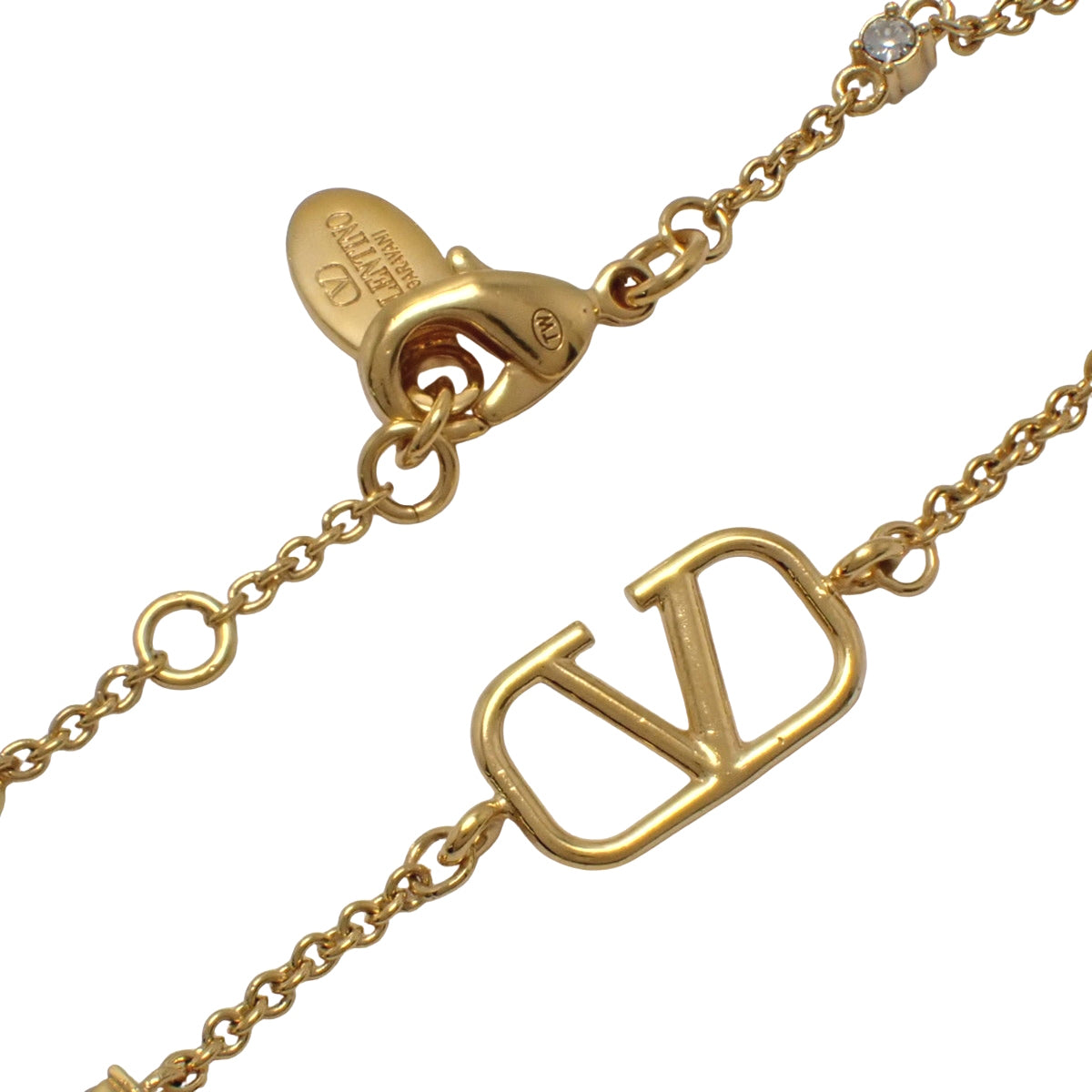 V Logo Signature Bracelet in Metal (GP) with Swarovski Crystals