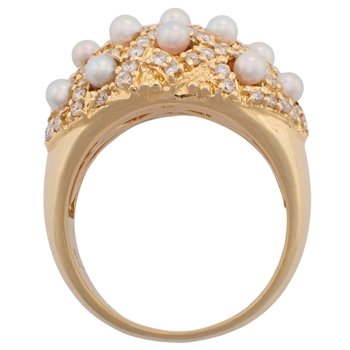 Diamond and pearl ring, D0.93, 18K yellow gold, 13.3g