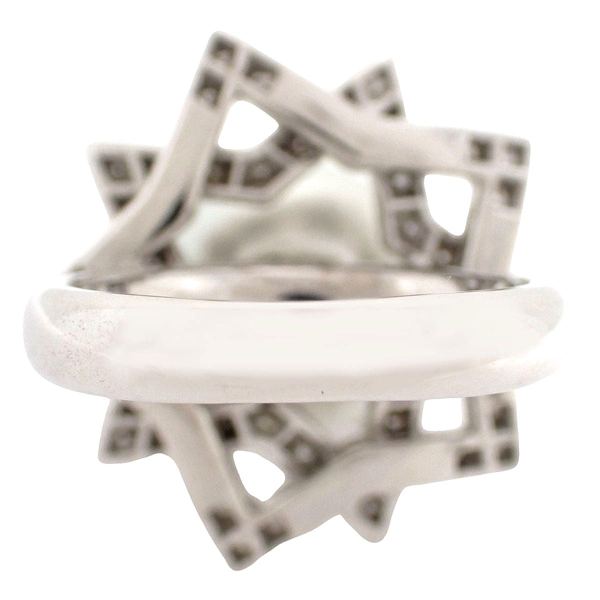 パール ダイヤモンド コメット リング P/D1.04 ホワイトゴールド K18WG 22.1g