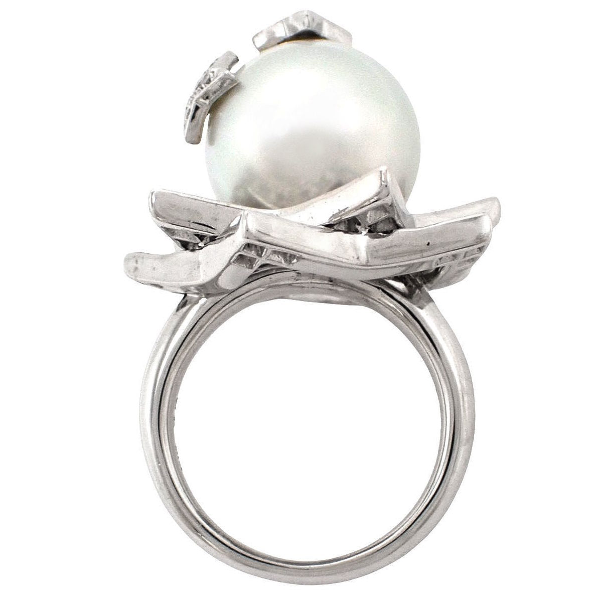 パール ダイヤモンド コメット リング P/D1.04 ホワイトゴールド K18WG 22.1g