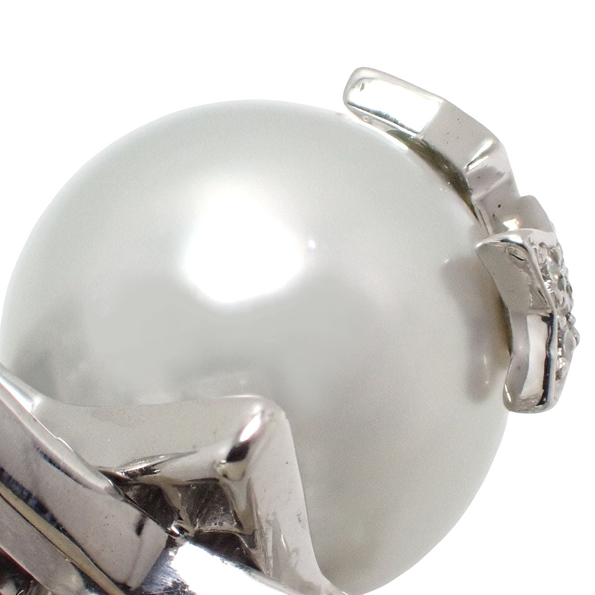 パール ダイヤモンド コメット リング P/D1.04 ホワイトゴールド K18WG 22.1g