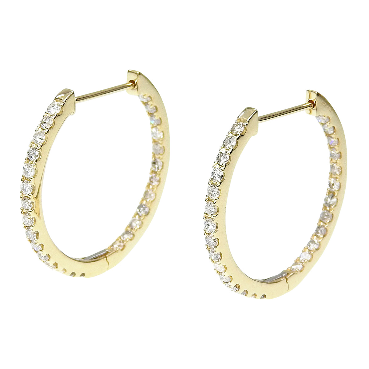 Hoop Diamond Earrings D0.50, 0.50 Yellow Gold K18YG 3.6g