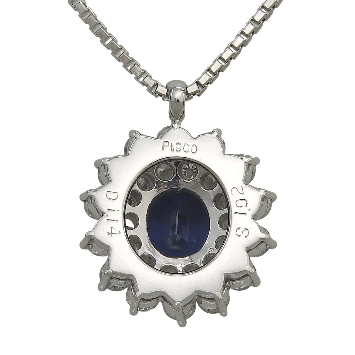Sapphire Diamond Necklace S1.92/D1.14 Platinum Pt900 Pt850 9.0g