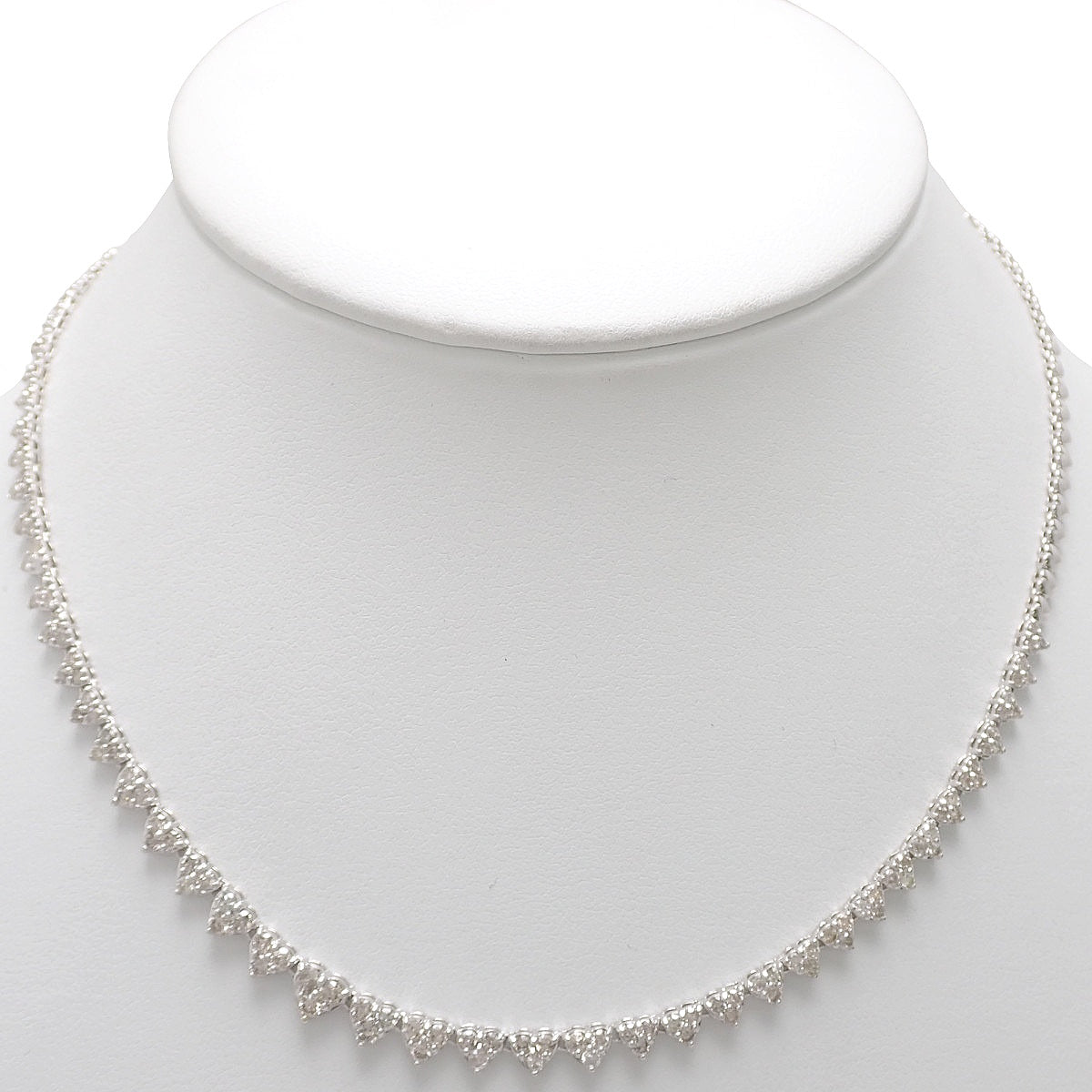 ハートシェイプ テニスネックレス D3.00 ホワイトゴールド K18WG 13.2g