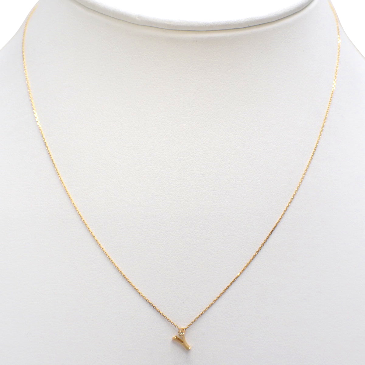イニシャルYモチーフ ダイヤモンド ネックレス K10YG 0.7g ete